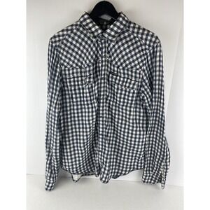 William Rast Pearl Snap Shirt Mens‎ Size Large Long Sleeve Blue Plaid
